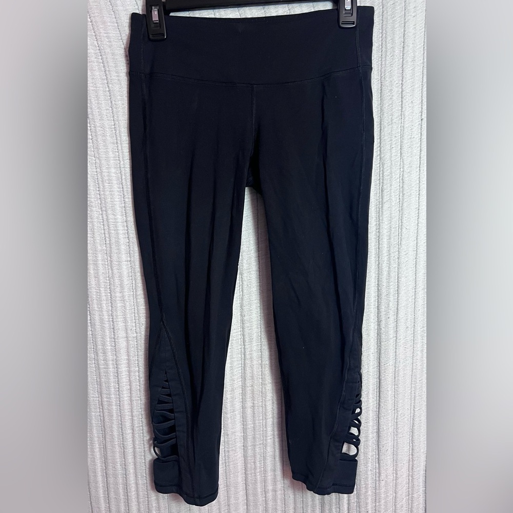 Athleta Black Active Leggings With Ankle Cut-outs